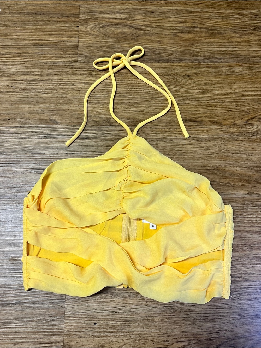 Revolve Superdown Harlie Halter Top Yellow Summer Glam Cropped Blouse Size M